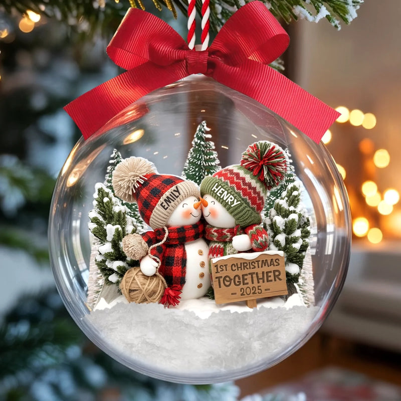 Custom First Christmas 3D Acrylic Ball Ornament - Personalized Anniversary Christmas Wedding Gifts For Husband And Wife, Him And Her - You And Me Forever
