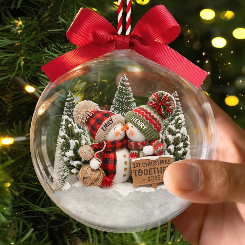 Custom First Christmas 3D Acrylic Ball Ornament - Personalized Anniversary Christmas Wedding Gifts For Husband And Wife, Him And Her - You And Me Forever