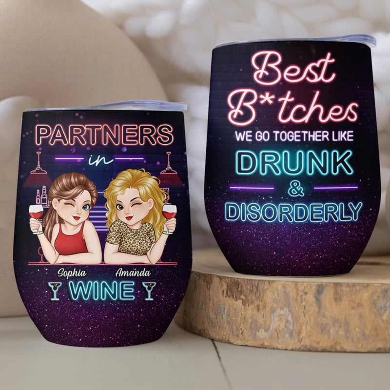 Custom Wine Tumbler - Personalized Best Friend Birthday Gifts For Women, Besties, Sisters, BFF - Crazy Fun Never Ends With Besties