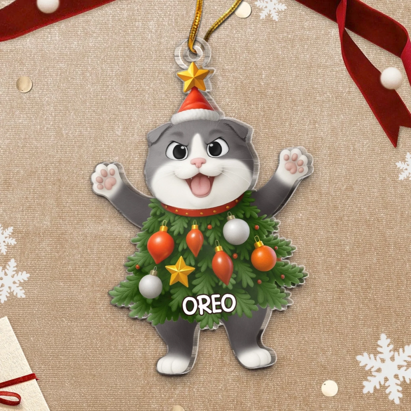 Custom Acrylic Ornament - Personalized Christmas Birthday Gifts For Cat Lovers, Cat Mom And Dad - Paws Make Holidays Warmer
