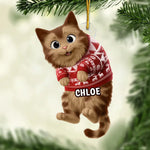 Custom Name Christmas Cat Gifts for Cat Lovers - Personalized Ornament