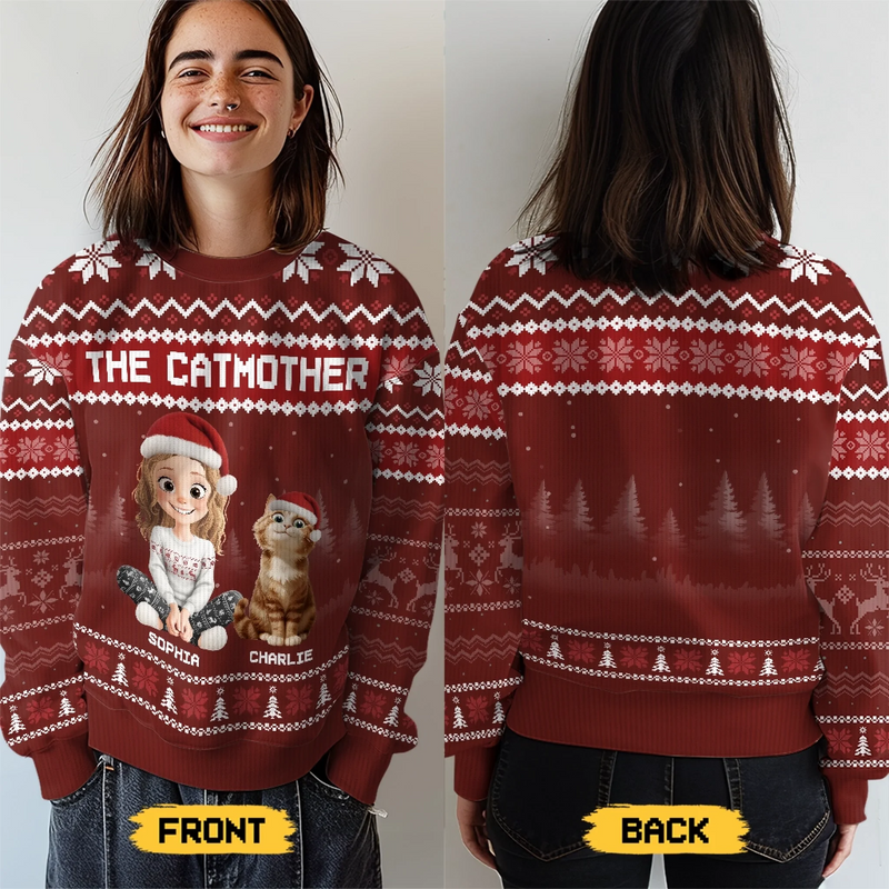 Custom Unisex Ugly Sweatshirt - Personalized  Christmas Birthday Gifts For Cat Lovers, Cat Mom And Dad - Purrfectly Loved