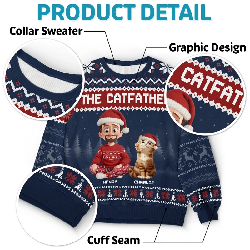Custom Unisex Ugly Sweatshirt - Personalized  Christmas Birthday Gifts For Cat Lovers, Cat Mom And Dad - Purrfectly Loved