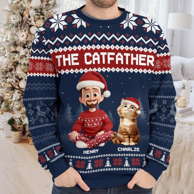 Custom Unisex Ugly Sweatshirt - Personalized  Christmas Birthday Gifts For Cat Lovers, Cat Mom And Dad - Purrfectly Loved