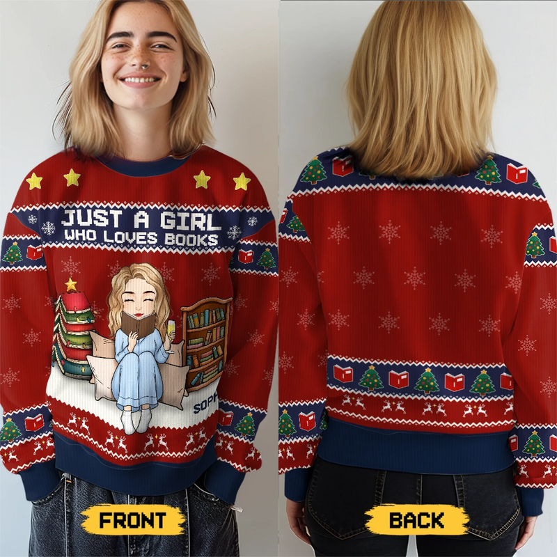 Custom Unisex Ugly Sweatshirt - Personalized  Christmas Bookish Gifts For Book Lovers, Bookworms, Readers - All I Want Are Books