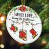 Custom Long Distance Ceramic Ornament - Personalized Christmas Birthday Gifts For Mom, Dad, Brother, Sister, Kids - Never Apart Always Family