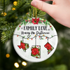 Custom Long Distance Ceramic Ornament - Personalized Christmas Birthday Gifts For Mom, Dad, Brother, Sister, Kids - Never Apart Always Family
