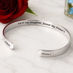 Custom Name Mother Daughter Gifts - Personalized Cuff Bangle Bracelet