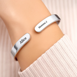 Custom Name Mother Daughter Gifts - Personalized Cuff Bangle Bracelet