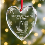 Custom Name & Year First Christmas Gifts for Couples - Personalized Glass Ornament
