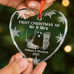 Custom Name & Year First Christmas Gifts for Couples - Personalized Glass Ornament
