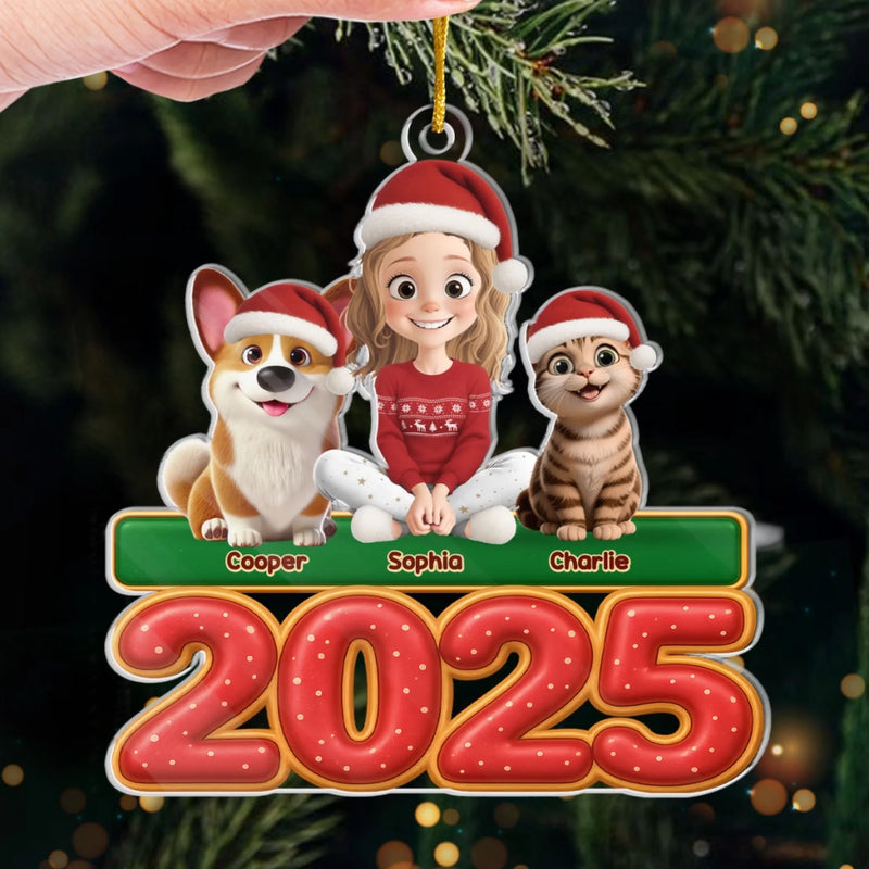 Custom Acrylic Ornament - Personalized Christmas Birthday Gifts For Dog Cat Lovers, Dog Dad And Mom, Cat Owners - Together Furever