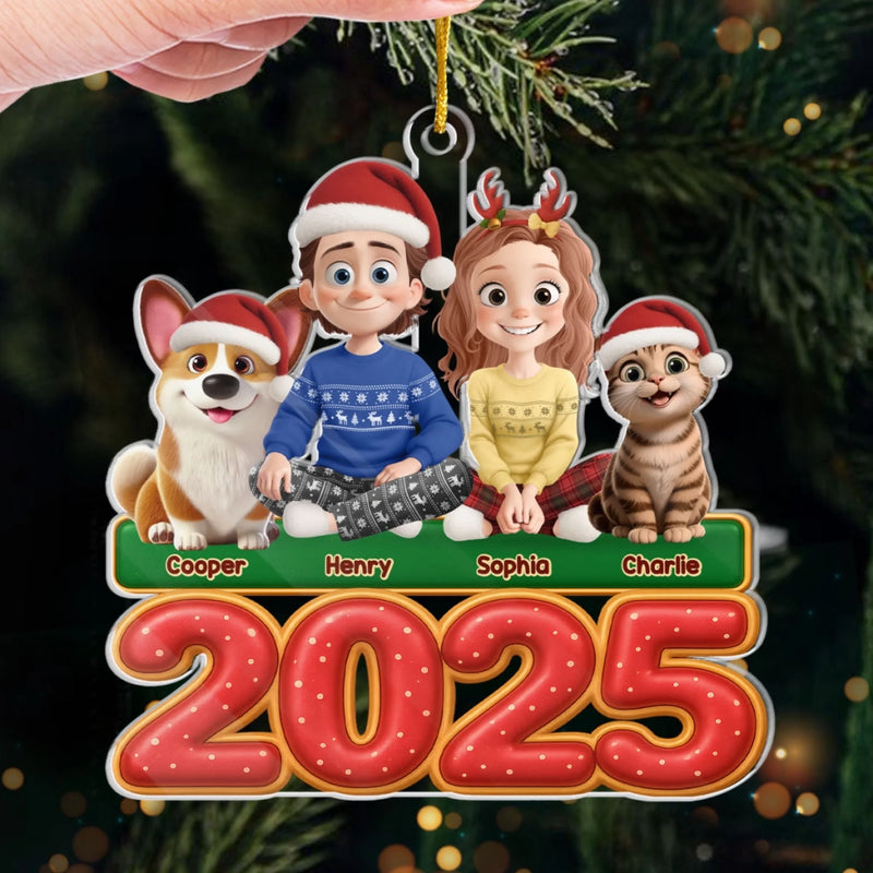 Custom Acrylic Ornament - Personalized Christmas Birthday Gifts For Dog Cat Lovers, Dog Dad And Mom, Cat Owners - Pawprints On Our Love Story