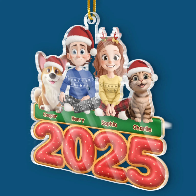 Custom Acrylic Ornament - Personalized Christmas Birthday Gifts For Dog Cat Lovers, Dog Dad And Mom, Cat Owners - Pawprints On Our Love Story