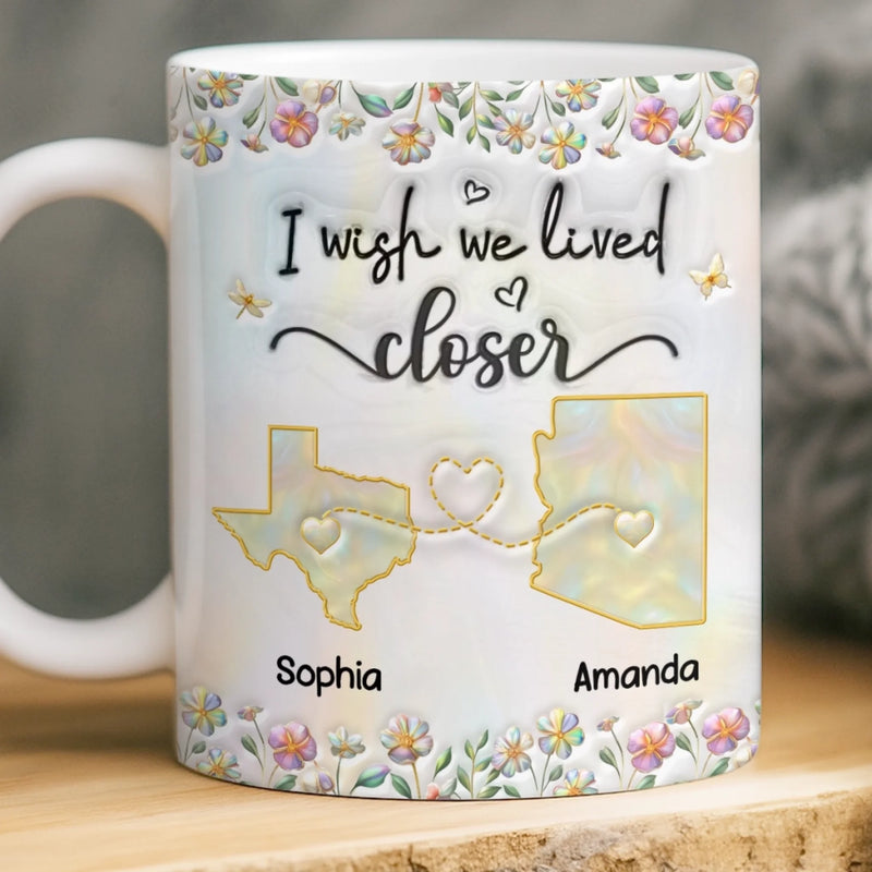 Custom Long Distance Mug - Personalized Best Friend Birthday Gifts For Women, Besties, Sisters, BFF - Distance Means So Little