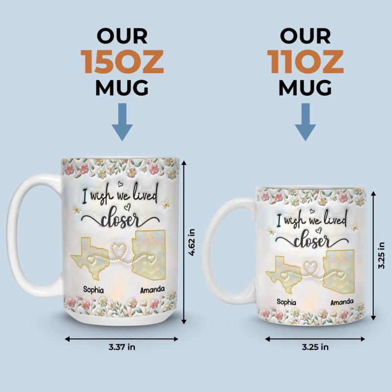 Custom Long Distance Mug - Personalized Best Friend Birthday Gifts For Women, Besties, Sisters, BFF - Distance Means So Little