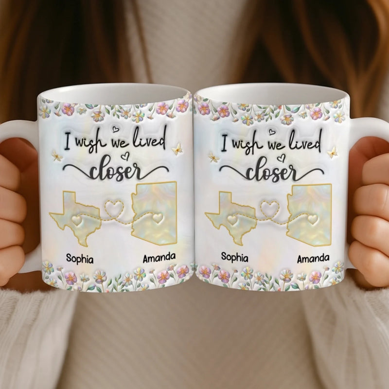 Custom Long Distance Mug - Personalized Best Friend Birthday Gifts For Women, Besties, Sisters, BFF - Distance Means So Little