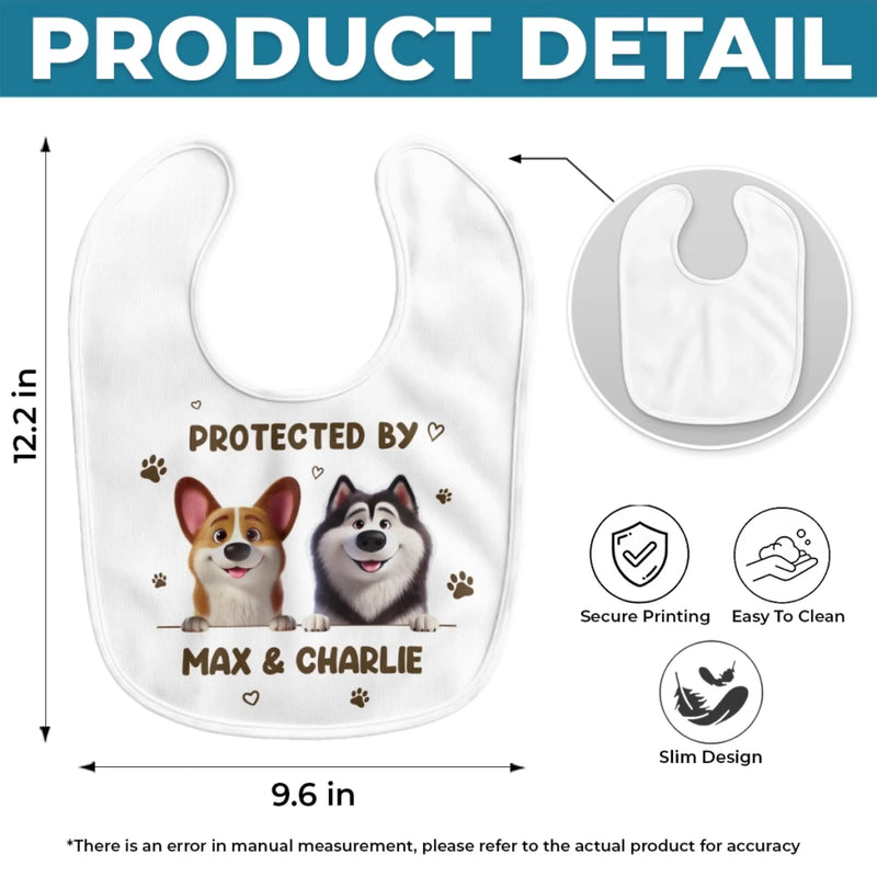 Custom Baby Bib - Personalized Baby Shower, Gender Reveal Gifts For New Moms, New Dads, New Parents, Dog Dad And Mom - Safe Snuggles Watch Over Baby