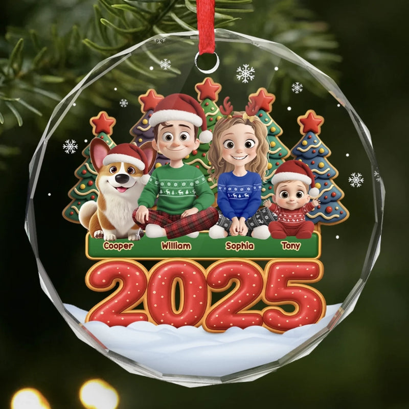 Custom Circle Glass Ornament -  Personalized Christmas Birthday Gifts For Family, Dog Cat Lovers - Together Forever Never Apart