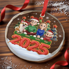 Custom Circle Glass Ornament -  Personalized Christmas Birthday Gifts For Family, Dog Cat Lovers - Together Forever Never Apart