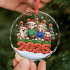 Custom Circle Glass Ornament -  Personalized Christmas Birthday Gifts For Family, Dog Cat Lovers - Together Forever Never Apart