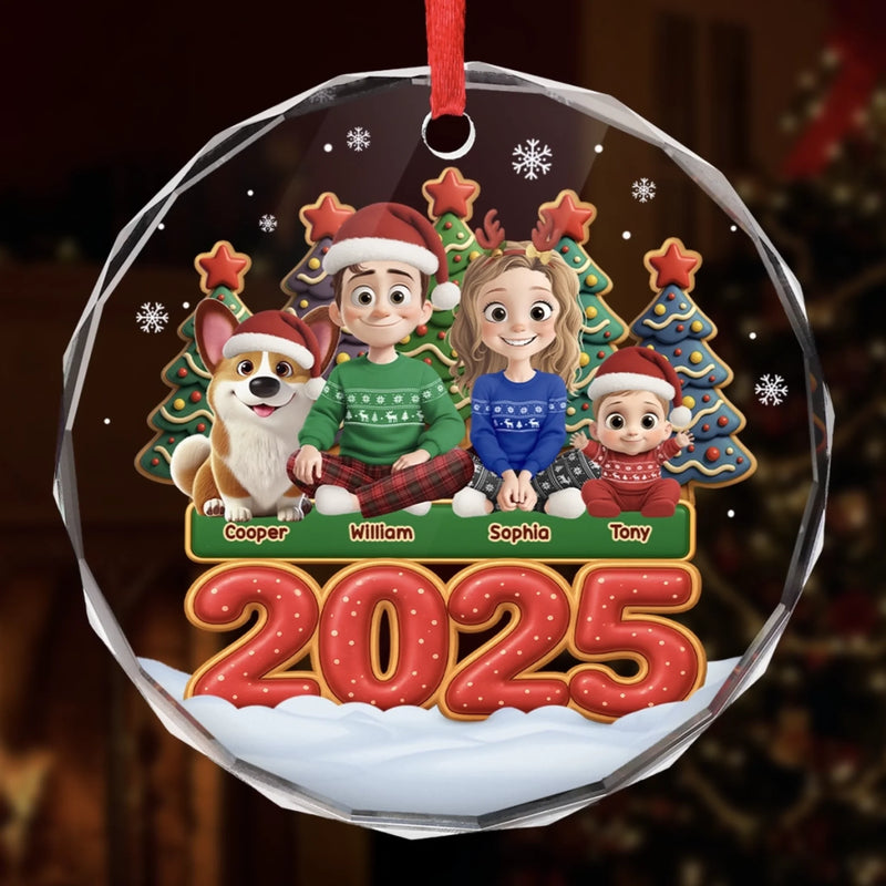 Custom Circle Glass Ornament -  Personalized Christmas Birthday Gifts For Family, Dog Cat Lovers - Together Forever Never Apart