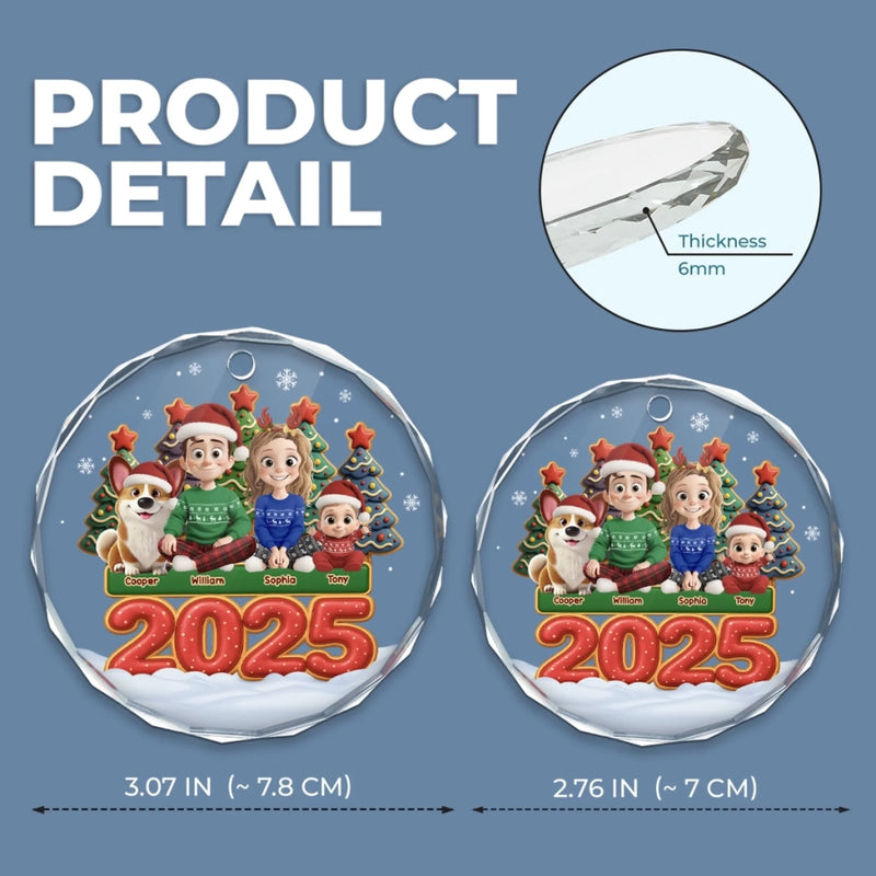 Custom Circle Glass Ornament -  Personalized Christmas Birthday Gifts For Family, Dog Cat Lovers - Together Forever Never Apart
