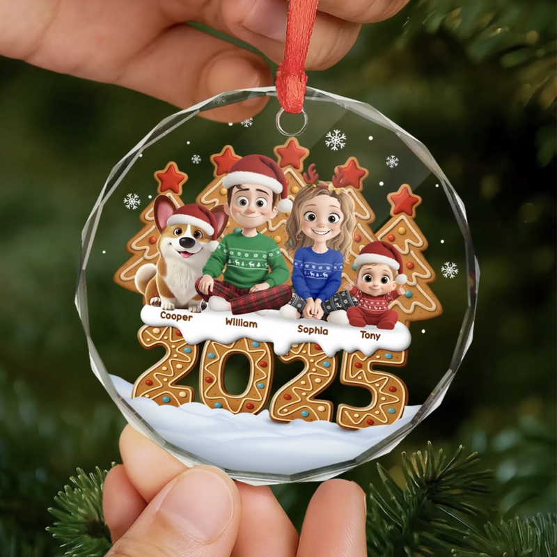 Custom Circle Glass Ornament -  Personalized Christmas Birthday Gifts For Family, Dog Cat Lovers - My Pet My Happy Place