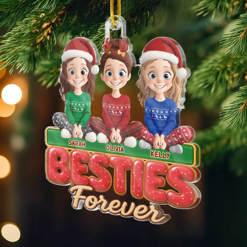 Custom Acrylic Ornament - Personalized Best Friend Christmas Birthday Gifts For Women, Besties, Sisters, BFF - Side By Side
