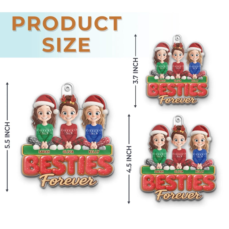 Custom Acrylic Ornament - Personalized Best Friend Christmas Birthday Gifts For Women, Besties, Sisters, BFF - Side By Side