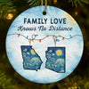 Custom Long Distance Ceramic Ornament - Personalized Christmas Birthday Gifts For Mom, Dad, Brother, Sister, Kids - Love Travels Far Beyond Distance