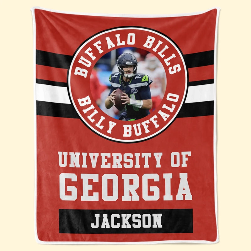 Custom Name Football Fan Gifts for Georgia and Buffalo Bills Fans - Personalized Blanket