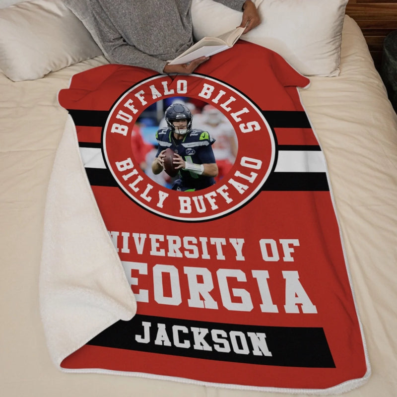 Custom Name Football Fan Gifts for Georgia and Buffalo Bills Fans - Personalized Blanket
