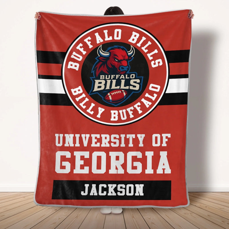 Custom Name Football Fan Gifts for Georgia and Buffalo Bills Fans - Personalized Blanket