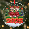 Custom Circle Glass Ornament -  Personalized Christmas Birthday Gifts For Family, Dog Cat Lovers - Together Forever Never Apart