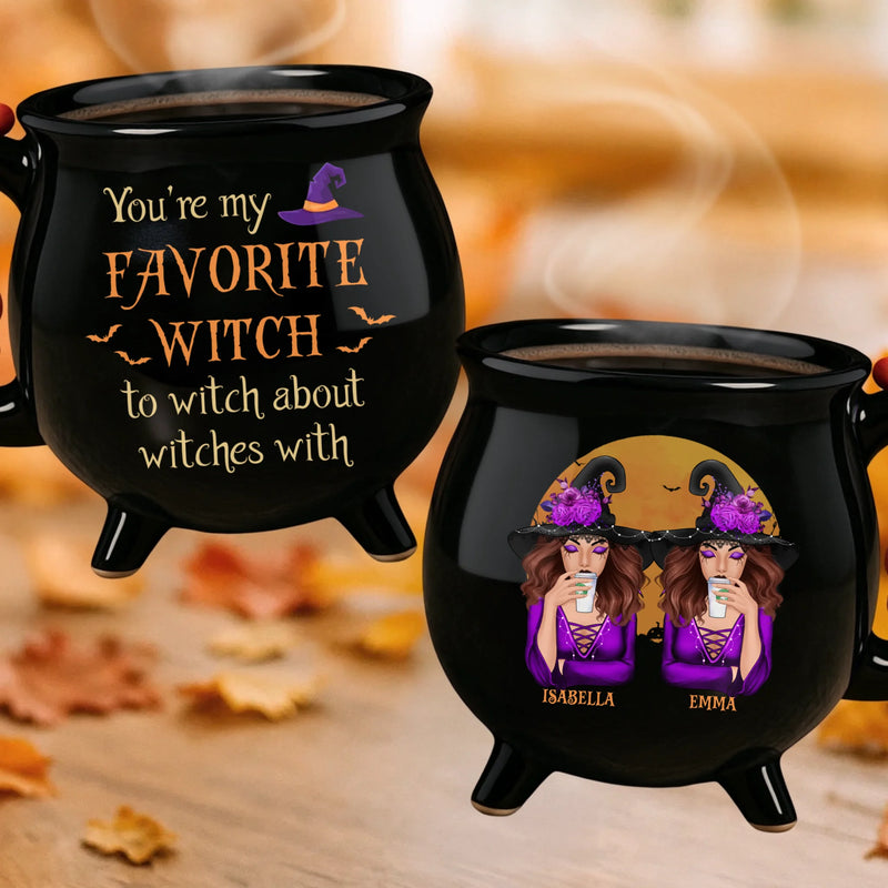 Custom 12oz Ceramic Cauldron Coffee Mug - Personalized Halloween Witchy Gifts For Besties, Sisters, BFF, Family, Yourself - Partners In Potions