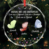 Custom Circle Glass Ornament - Personalized Best Friend Christmas Birthday Gifts For Women, Besties, Sisters, BFF - Bestie Joy Flutters Like Butterflies