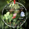 Custom Circle Glass Ornament - Personalized Best Friend Christmas Birthday Gifts For Women, Besties, Sisters, BFF - Bestie Joy Flutters Like Butterflies