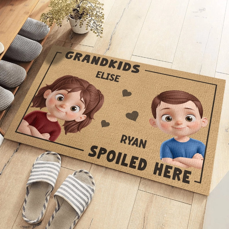 Custom Home Decor Decorative Mat - Personalized Birthday Gifts For Mom, Grandma - Grandkids Spoiled Here