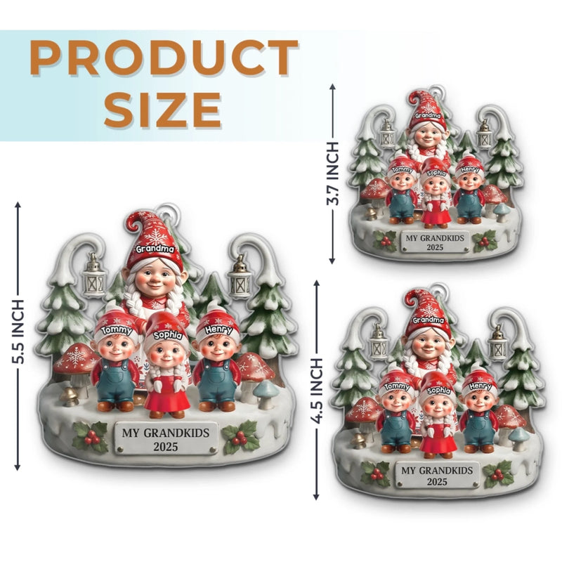Custom Gnome Acrylic Ornament - Personalized Christmas Birthday Gifts For Mom, Grandma, Kids - My Grandkids Are Special