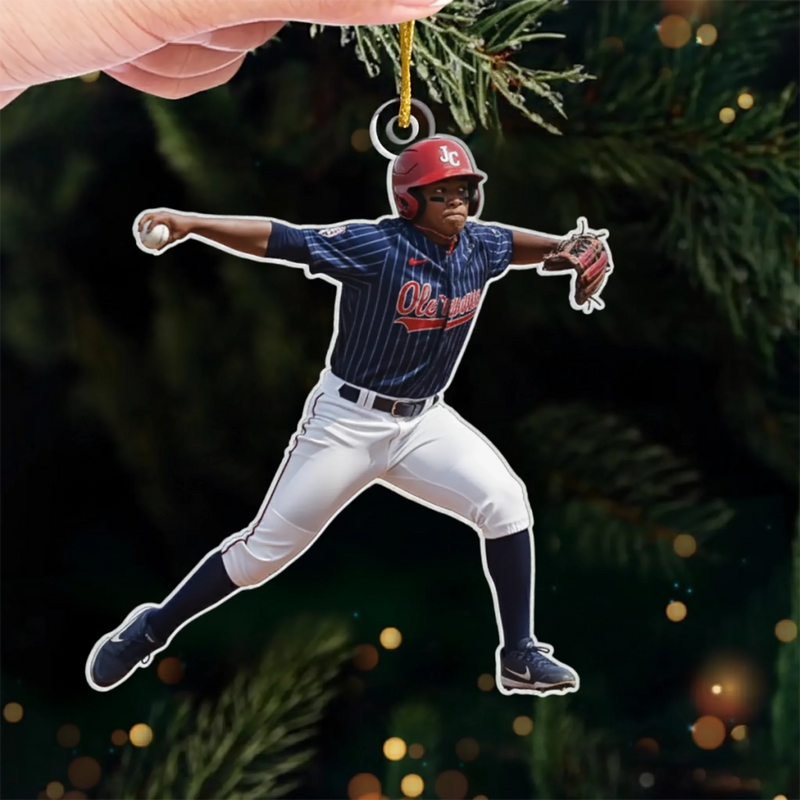 Custom Photo Baseball Acrylic Ornament - Personalized Christmas Birthday Gifts For Besties, Sisters, BFF, Family, Yourself - Chasing Joy One Game At A Time
