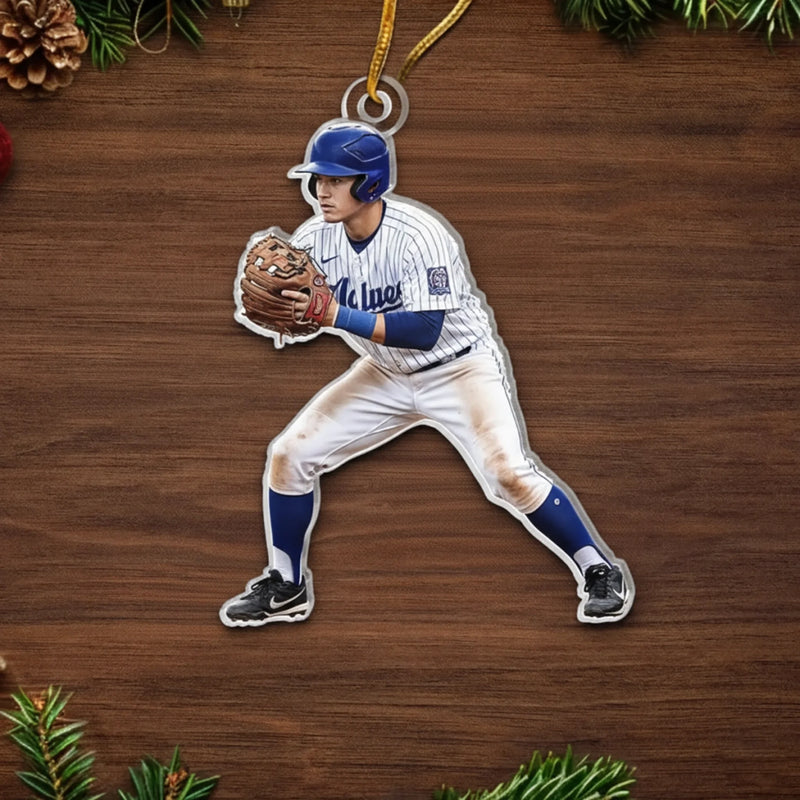 Custom Photo Baseball Acrylic Ornament - Personalized Christmas Birthday Gifts For Besties, Sisters, BFF, Family, Yourself - Chasing Joy One Game At A Time