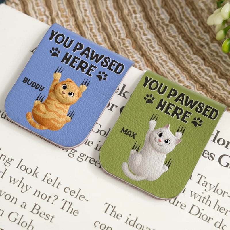 Custom Name Cat Lover Gifts - Personalized Leather Magnetic Bookmark