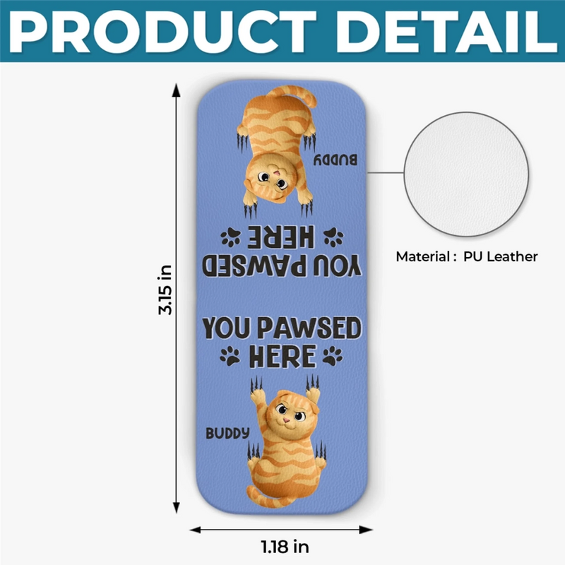 Custom Name Cat Lover Gifts - Personalized Leather Magnetic Bookmark