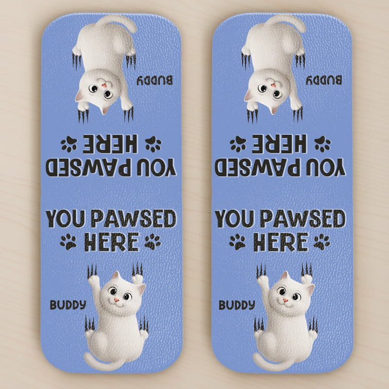 Custom Name Cat Lover Gifts - Personalized Leather Magnetic Bookmark
