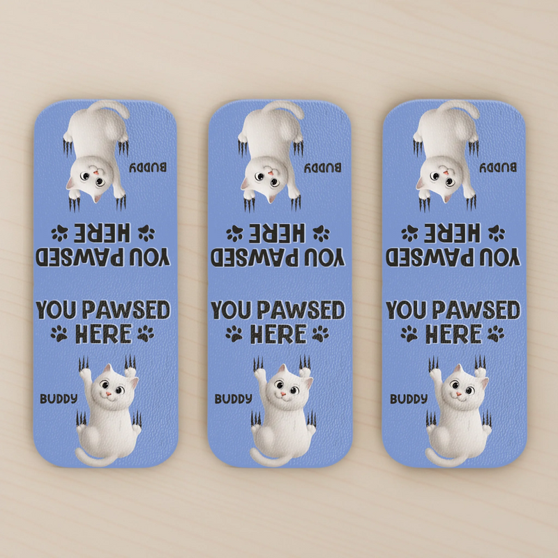 Custom Name Cat Lover Gifts - Personalized Leather Magnetic Bookmark