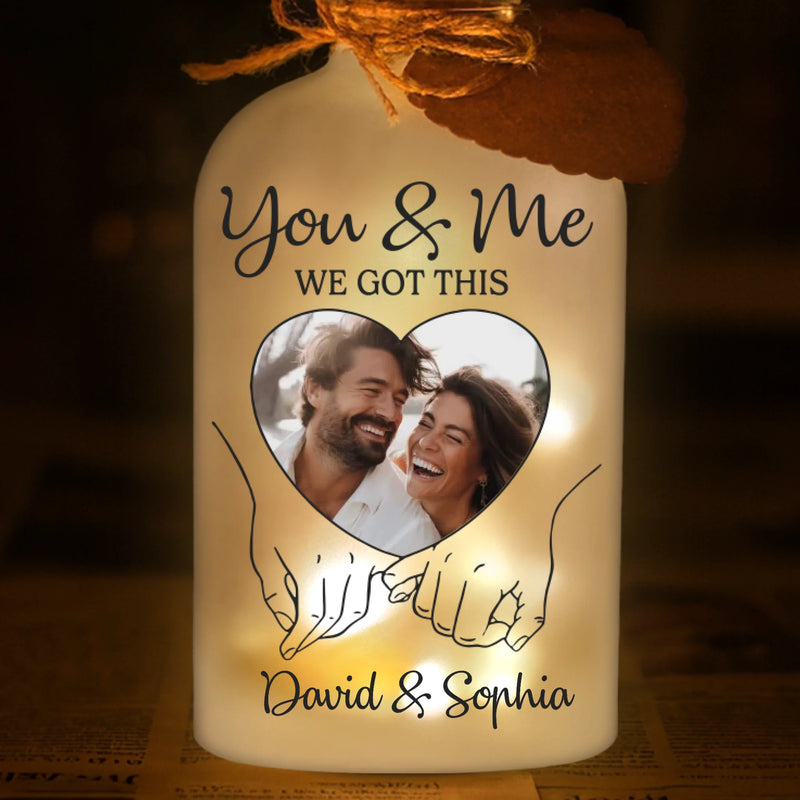 Custom Photo Glass Bottle LED Light - Personalized Anniversary Wedding Gifts For Husband And Wife, Him And Her - Where You Are, I Belong