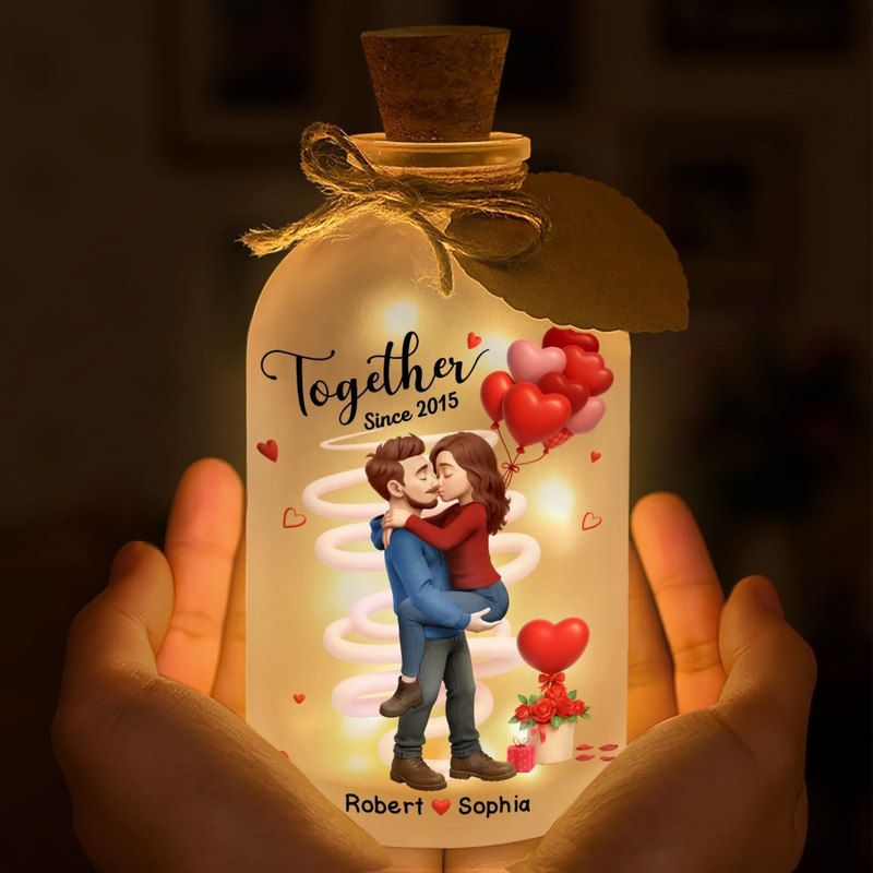 Custom Name Couple Anniversary Gifts - Personalized LED Jar Light