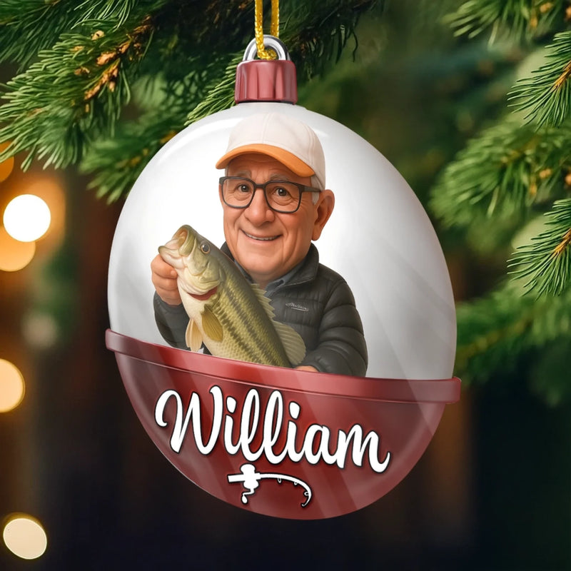 Custom Photo Acrylic Ornament - Personalized Christmas Birthday Fishing Gifts For Fisherman - Casting Dreams On Quiet Waters