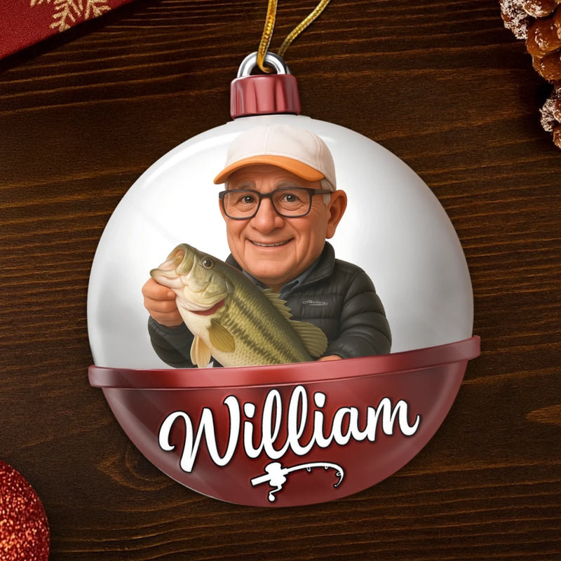 Custom Photo Acrylic Ornament - Personalized Christmas Birthday Fishing Gifts For Fisherman - Casting Dreams On Quiet Waters